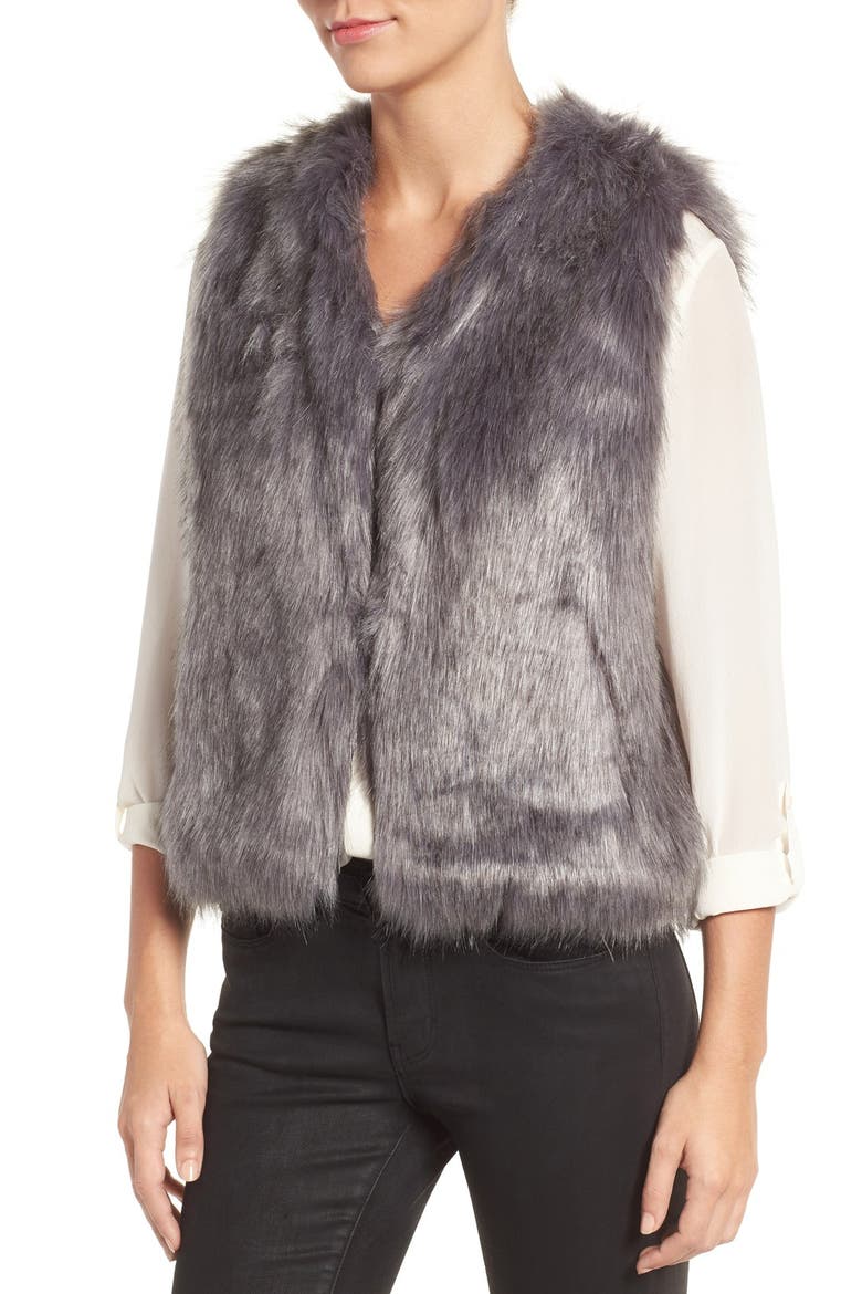 Faux Fur Vest, Alternate, color, GREY MULTI