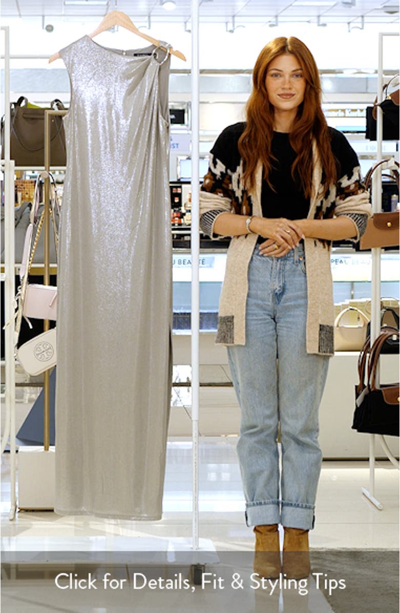 Buckle Detail Metallic Sheath Gown, sales video thumbnail