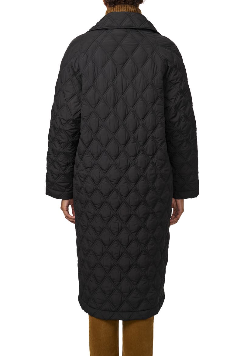 Diamond Quilted Long Coat, Alternate, color, BLACK
