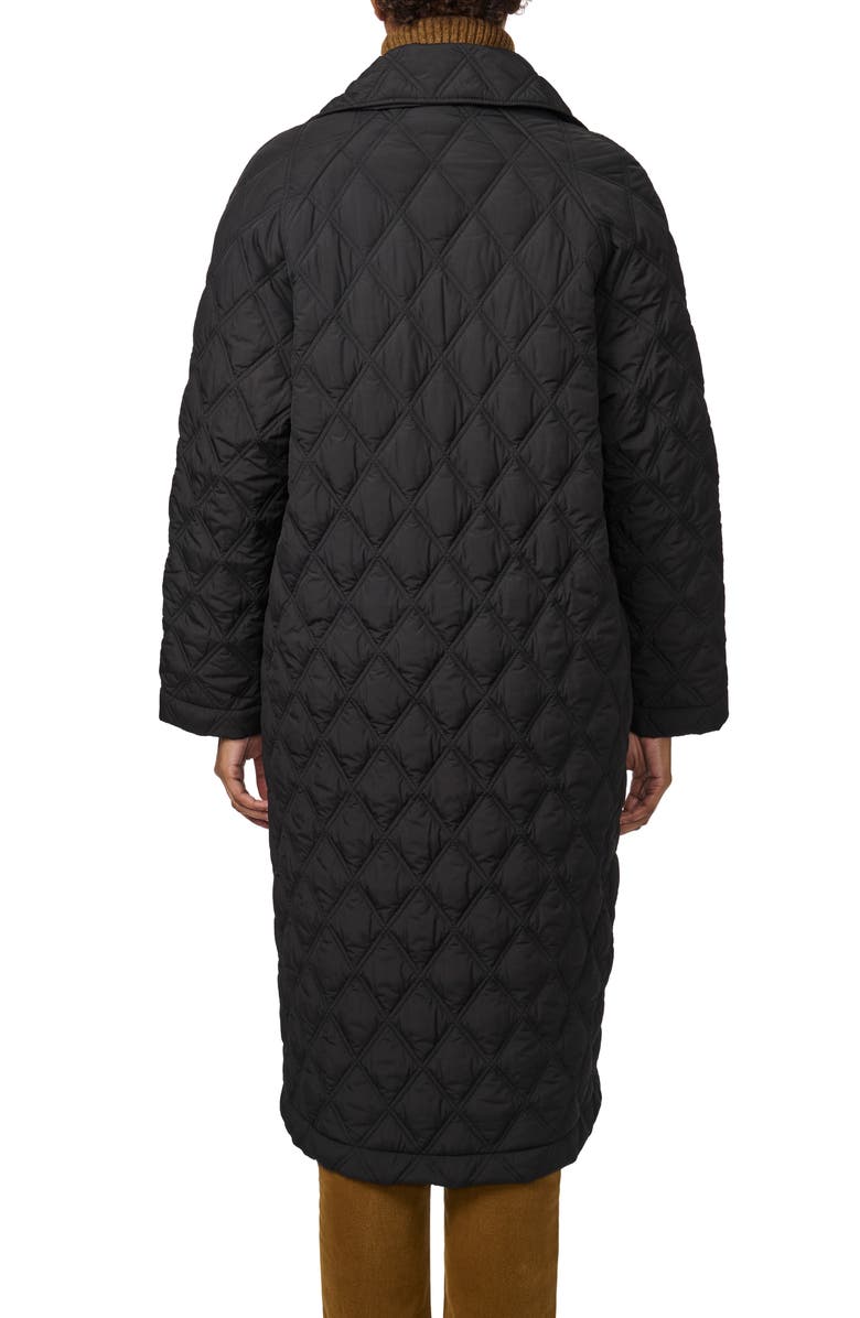 Bernardo Diamond Quilted Long Coat, Alternate, color, Black