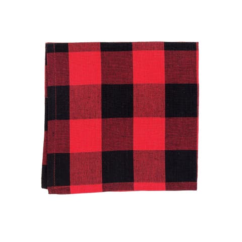 Franklin Black/Red Check Gingham Plaid Woven Napkin Set of 6