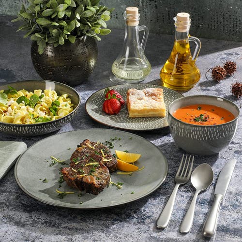 Gibson Elite Matisse 16 Piece Stoneware Dinnerware Set With Reactive Glaze In Green