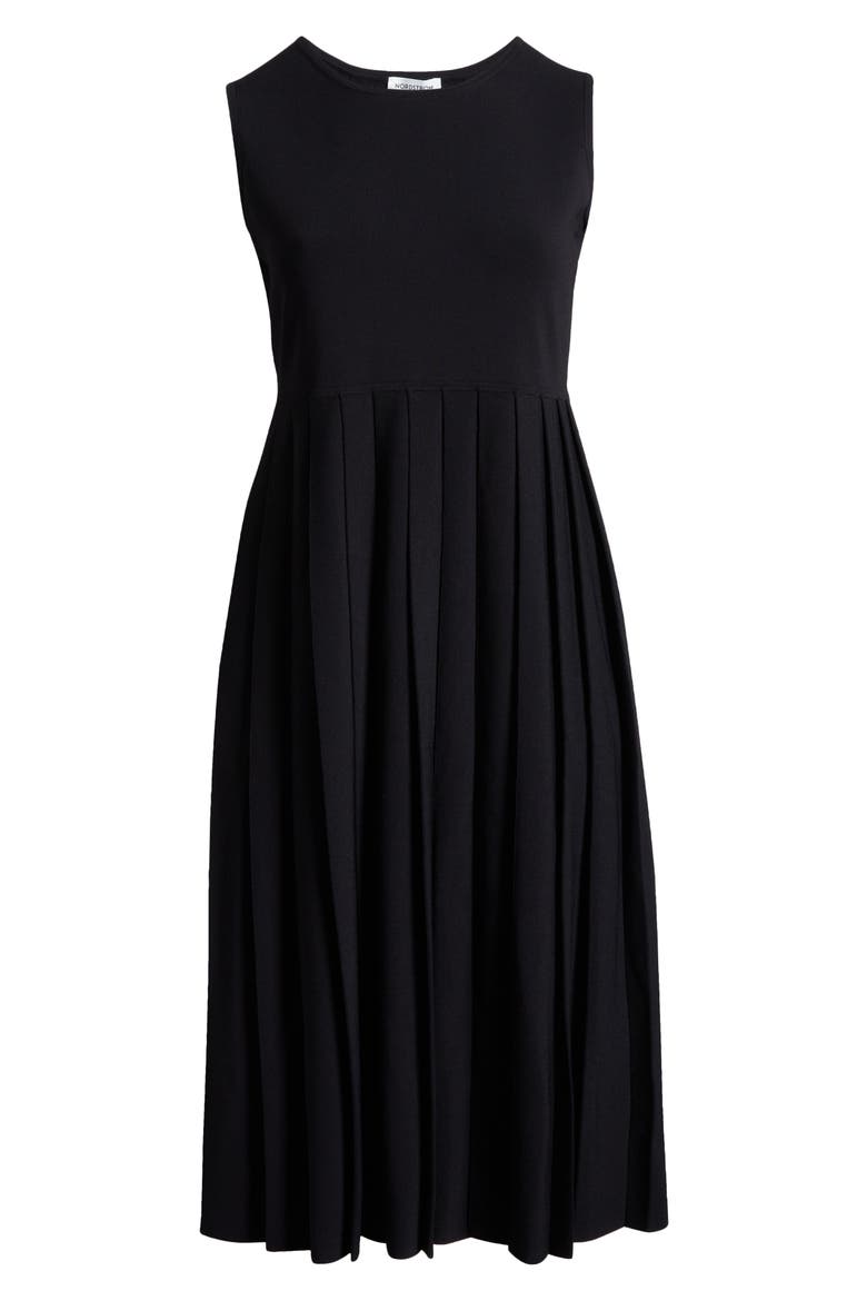 Sleeveless Pleated Sweater Dress, Alternate, color, BLACK