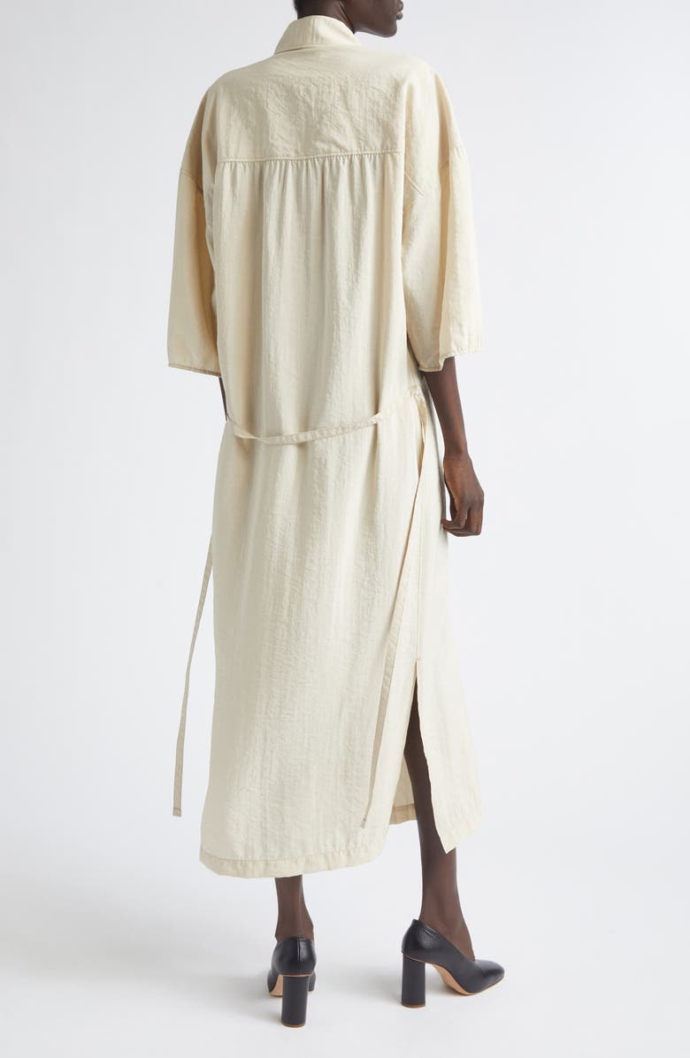 Lemaire Asymmetric Silk Blend Shirtdress, Alternate, color, Oat Milk