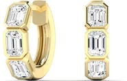 Everlee Emerald Bezel Lab Diamond Huggie in 14K Gold