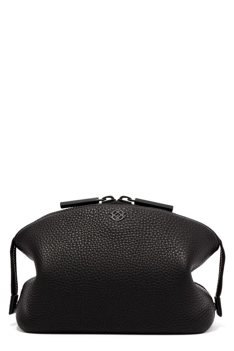 Large Lola Leather Cosmetics Pouch, Main, color, ONYX