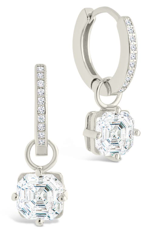 Sterling Forever Augusta Asscher Cubic Zirconia Drop Hoop Earrings in Silver  product