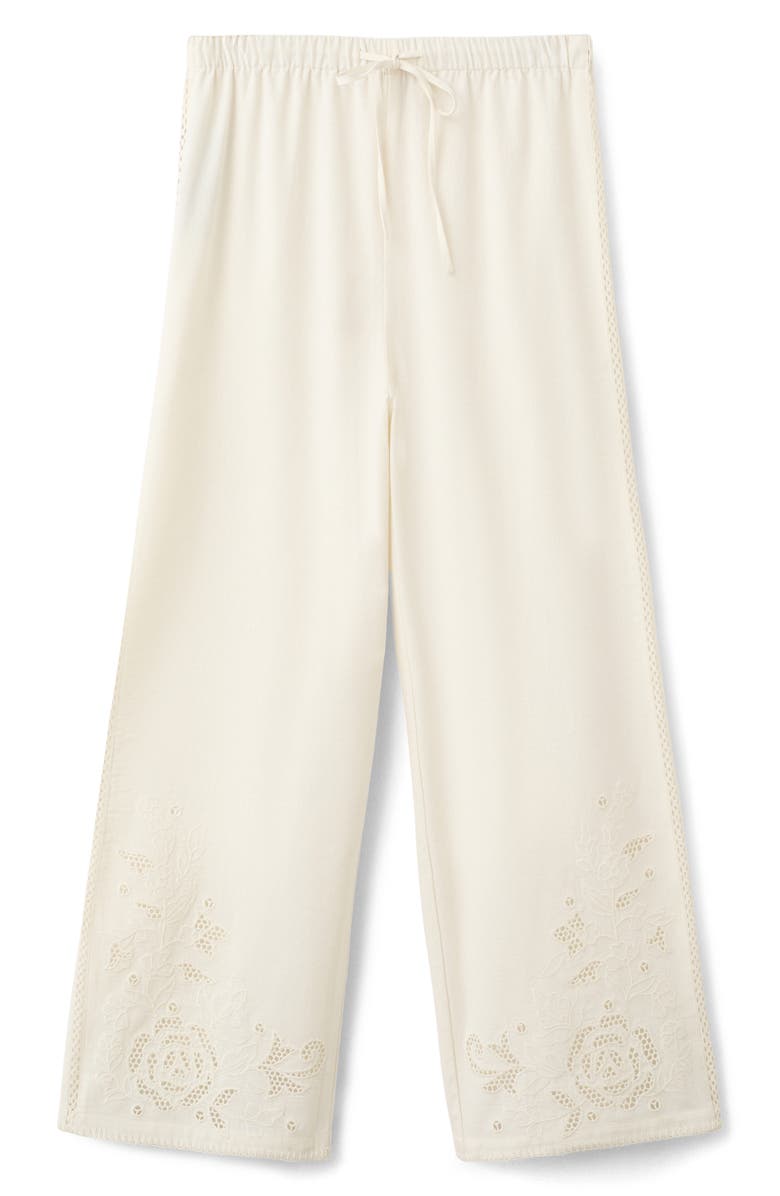 MANGO Wide Leg Openwork Embroidered Pants, Alternate, color,