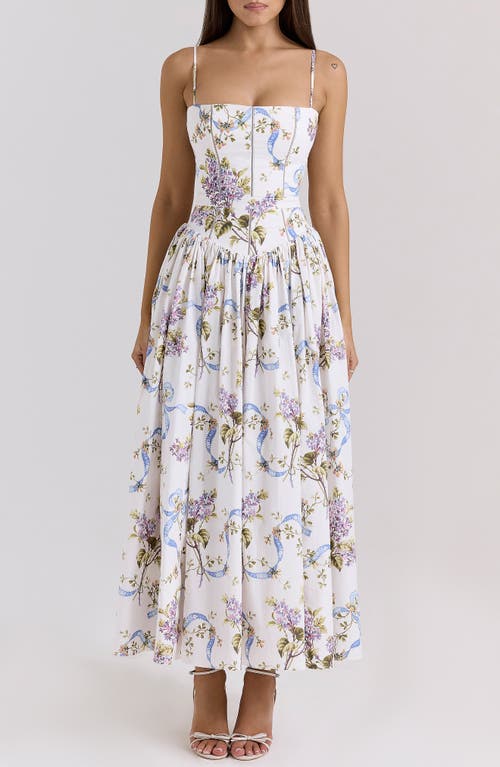 Shop House Of Cb Ysabella Floral Maxi Sundress In Off White Floral Print