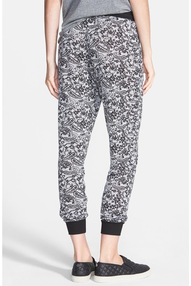 Floral Print Knit Jogger Pants, Alternate, color, BLACK / GREY