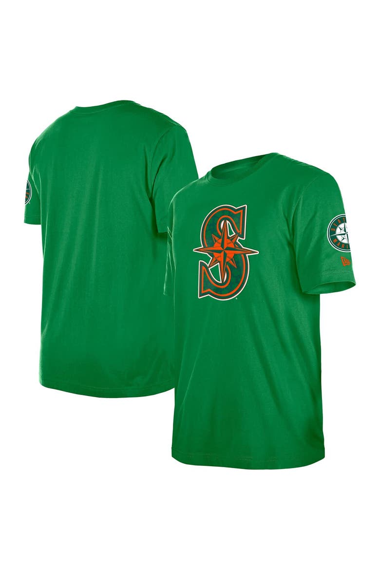 Men's New Era  Kelly Green Seattle Mariners St. Patrick's Day Shamrock Fill T-Shirt, Main, color, Kelly Green