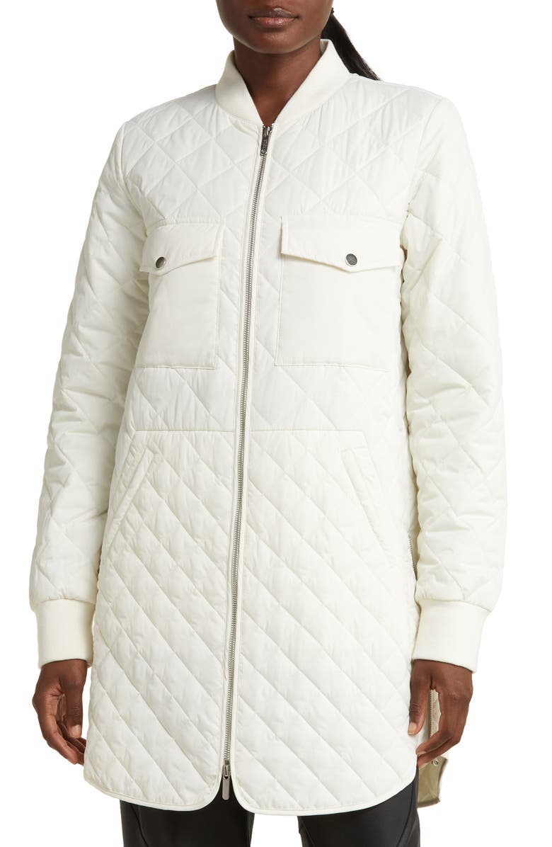 Zella Quilted Recycled Polyester Jacket, Alternate, color, Ivory Egret