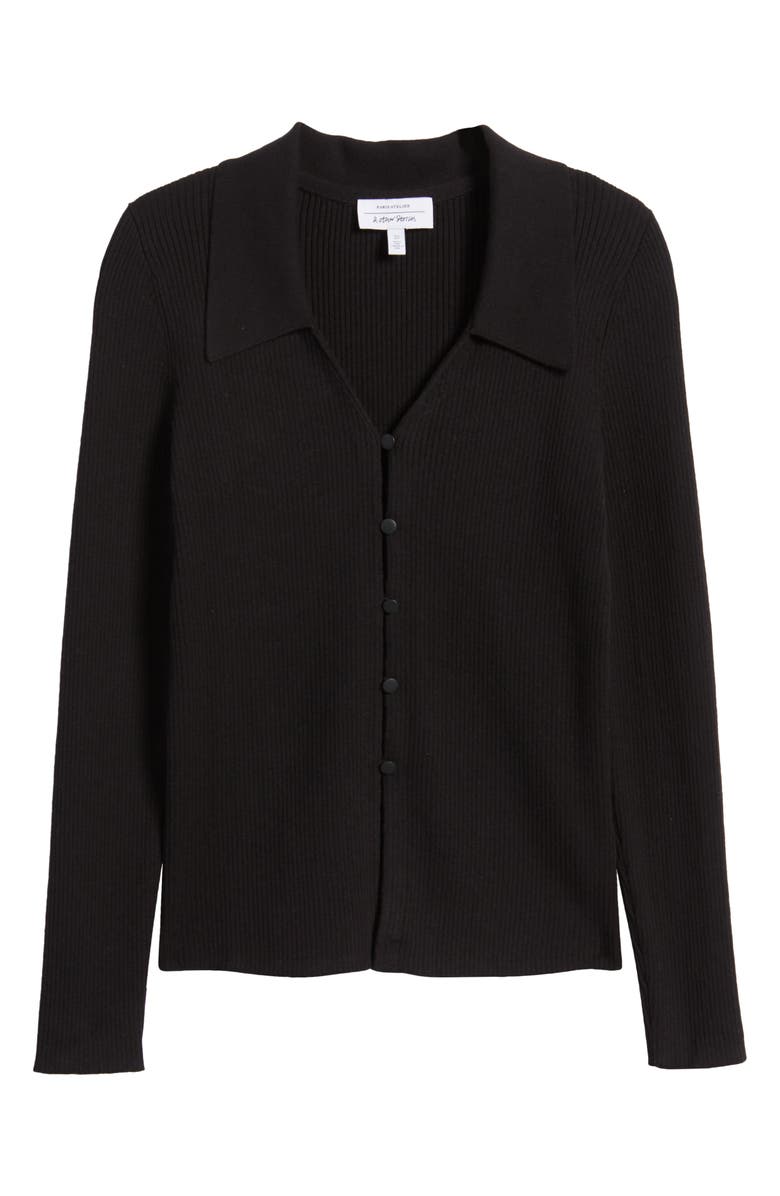 & Other Stories Collared V-Neck Rib Cardigan, Alternate, color,