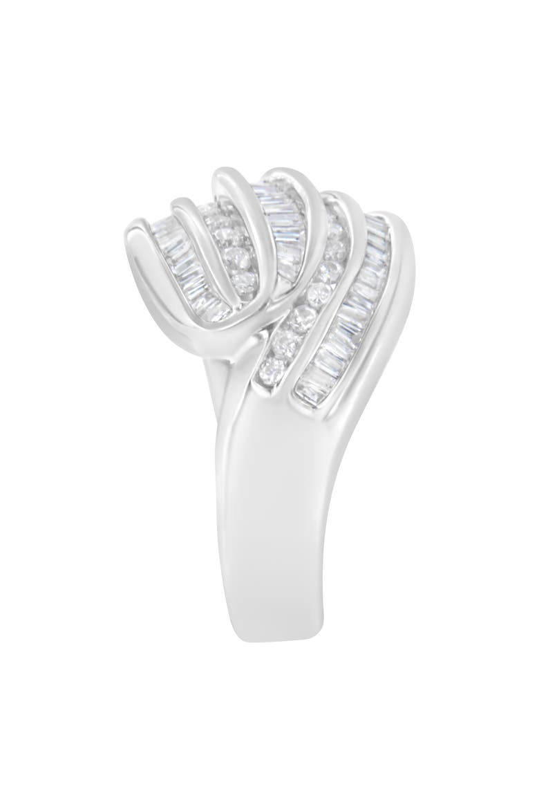14KT White Gold 1.0 cttw Diamond Bypass Band Ring, Alternate, color, White