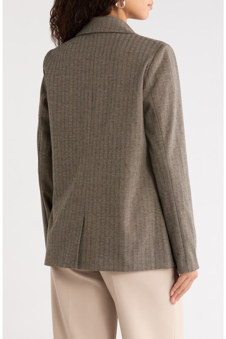 Button Sleeve Herringbone Tweed Jacket, Alternate, color, BROWN/ MULTI