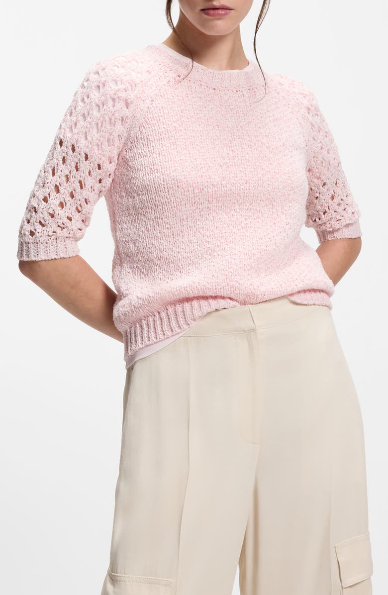 BOSS Fanuka Openwork Detail Sweater, Main, color, Ocean Rose