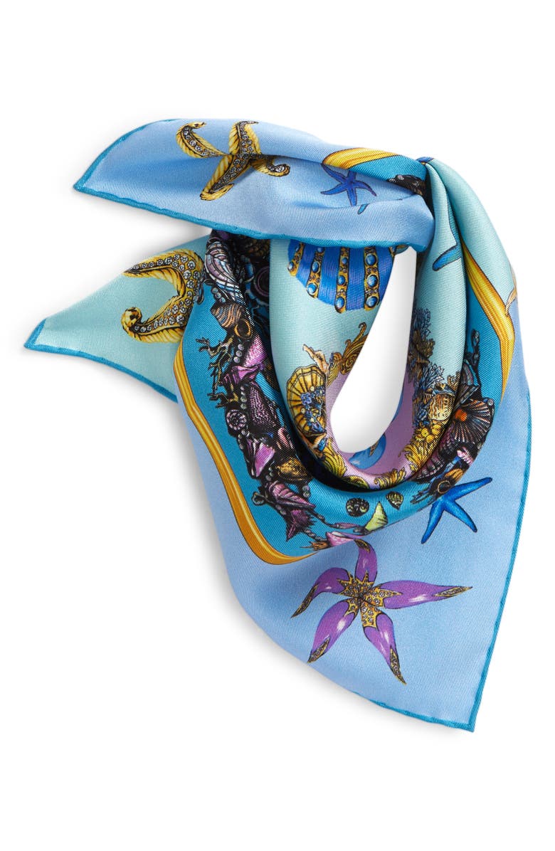 Versace Trésor de la Mer Print Silk Scarf, Main, color,