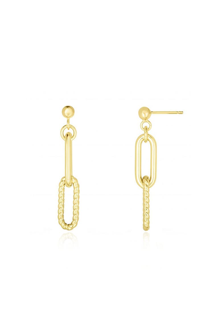 Double Link Textured Paperclip Drop Earrings, Main, color, Yellow Gold