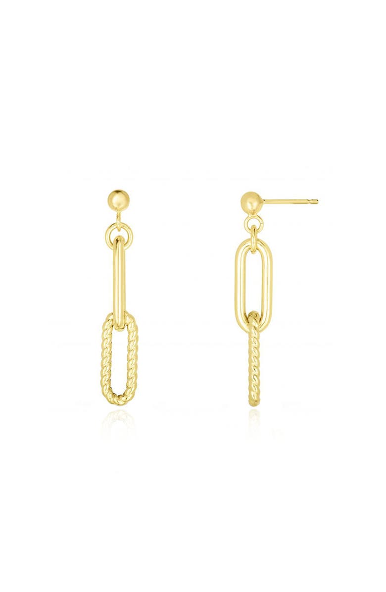 The Lovery Fine Jewelry Double Link Textured Paperclip Drop Earrings, Main, color, Yellow Gold