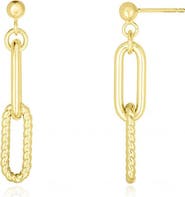 The Lovery Fine Jewelry Double Link Textured Paperclip Drop Earrings