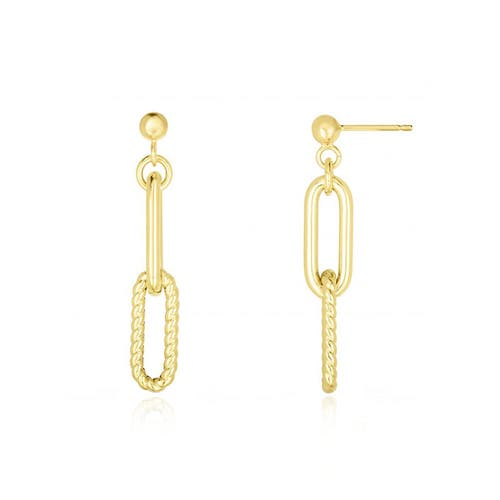 The Lovery Fine Jewelry Double Link Textured Paperclip Drop Earrings In Gold
