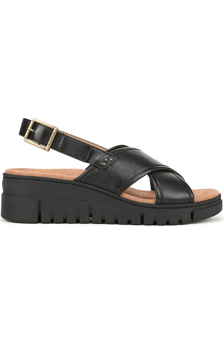 Vionic Uptown Sonoma Slingback Platform Wedge Sandal, Alternate, color, Black Leather