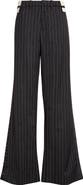 Jean Paul Gaultier Exposed Waistband Pinstriped Wide Leg Trousers
