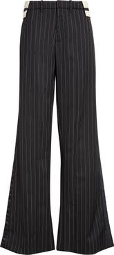 Jean Paul Gaultier Exposed Waistband Pinstriped Wide Leg Trousers