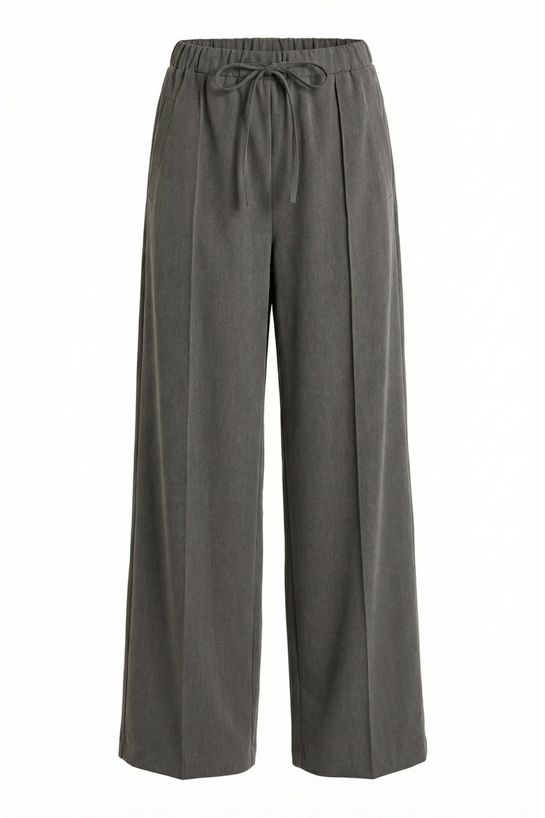 Wide Leg High-Rise Drawstring Trousers, Alternate, color, Charcoal Grey