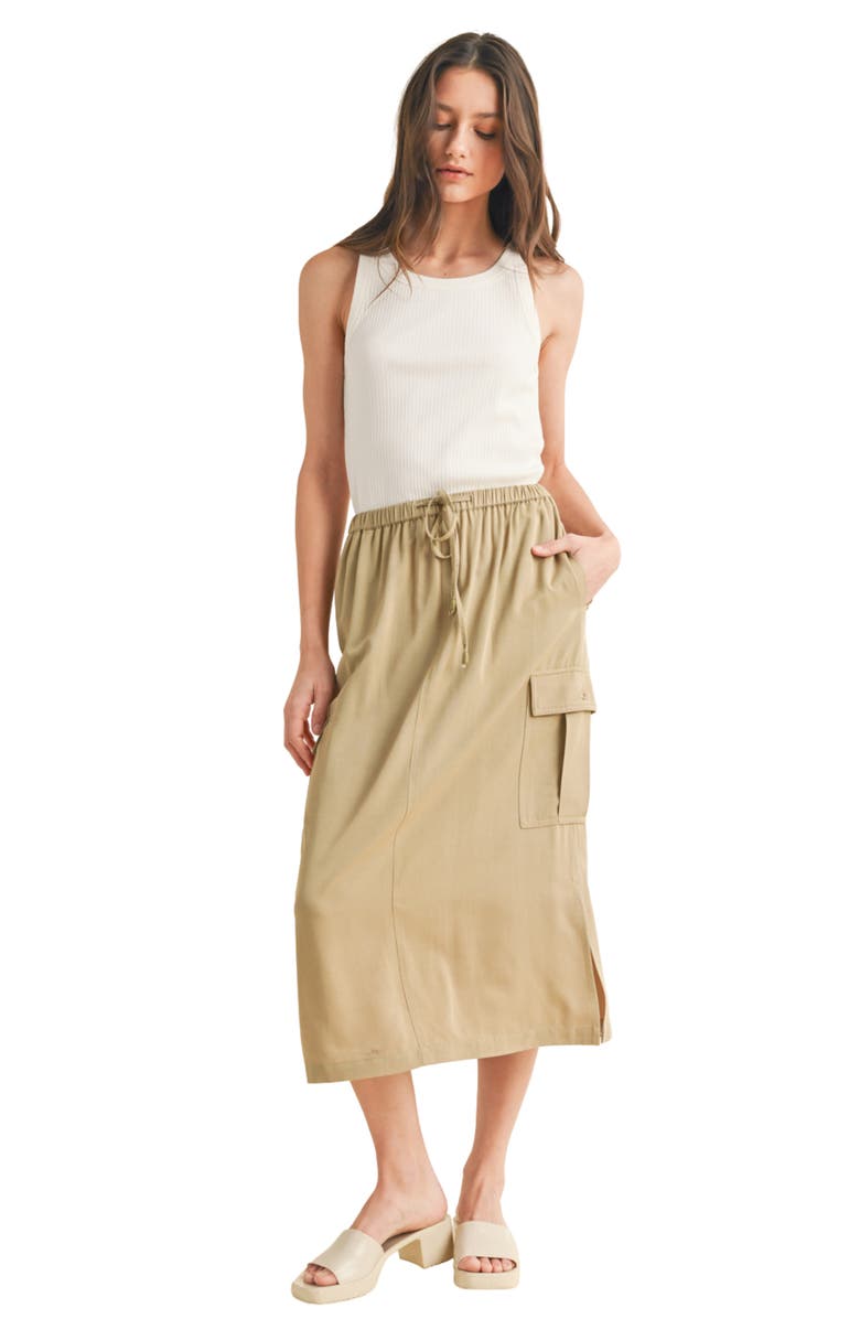 WISHLIST Cargo Midi Skirt, Alternate, color, Soft Olive