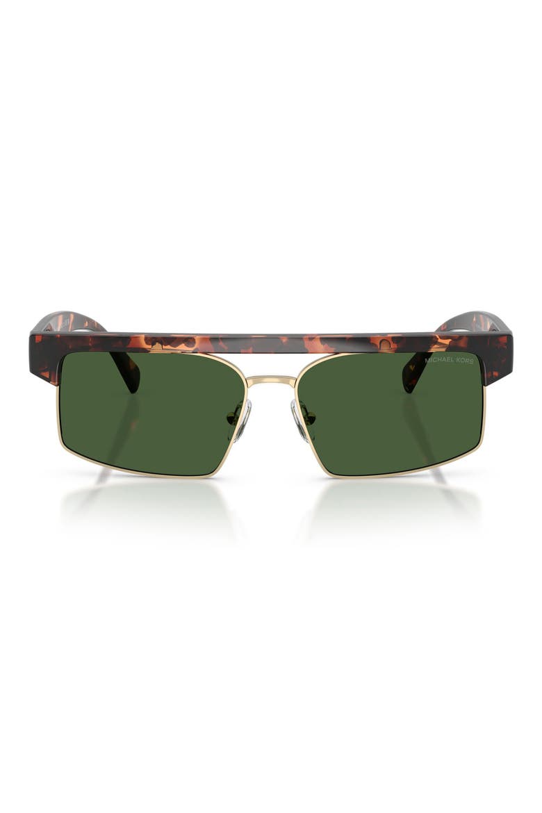 Saint Lucia 59mm Rectangular Sunglasses, Main, color, DARK TORTOISE / GREEN