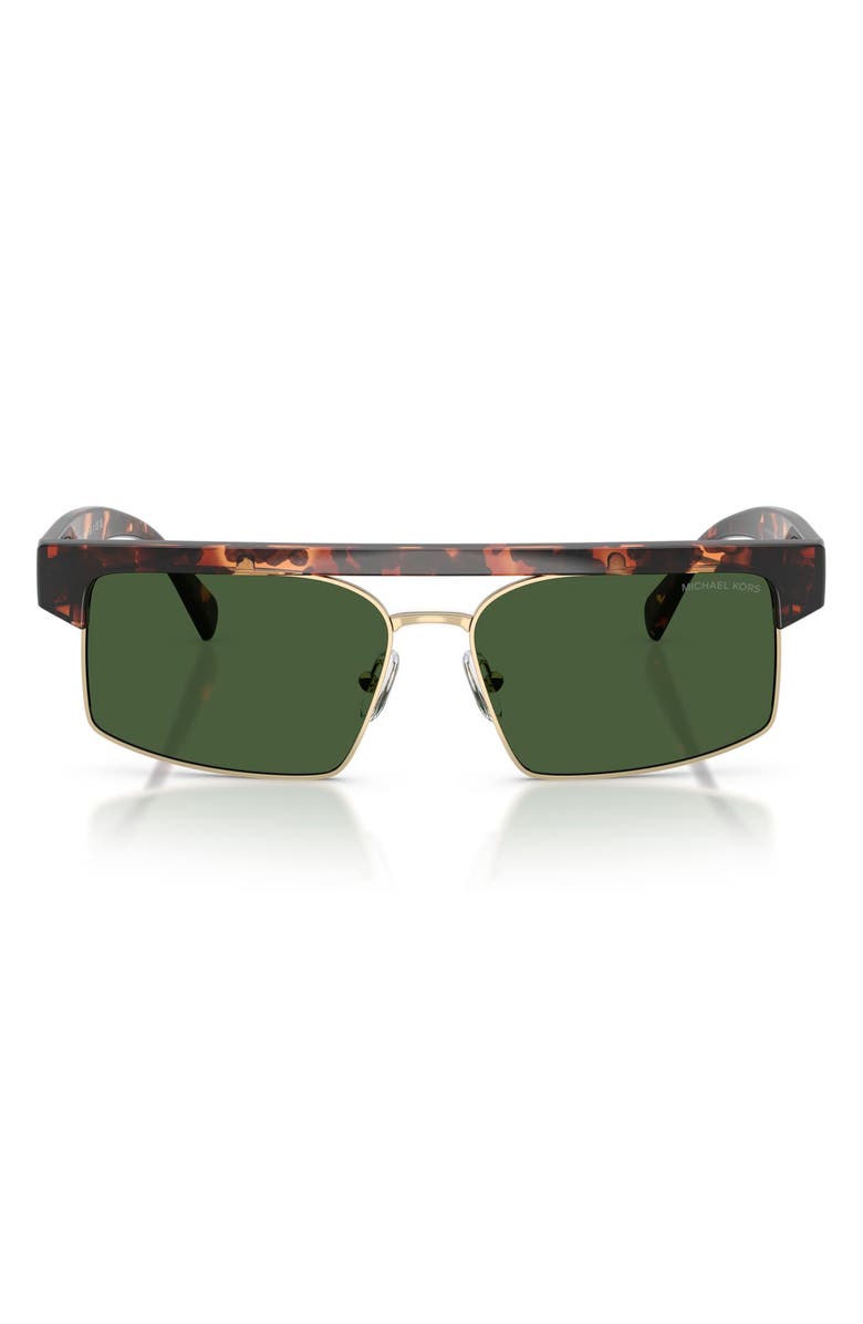 Michael Kors Saint Lucia 59mm Rectangular Sunglasses, Main, color, Dark Tortoise / Green