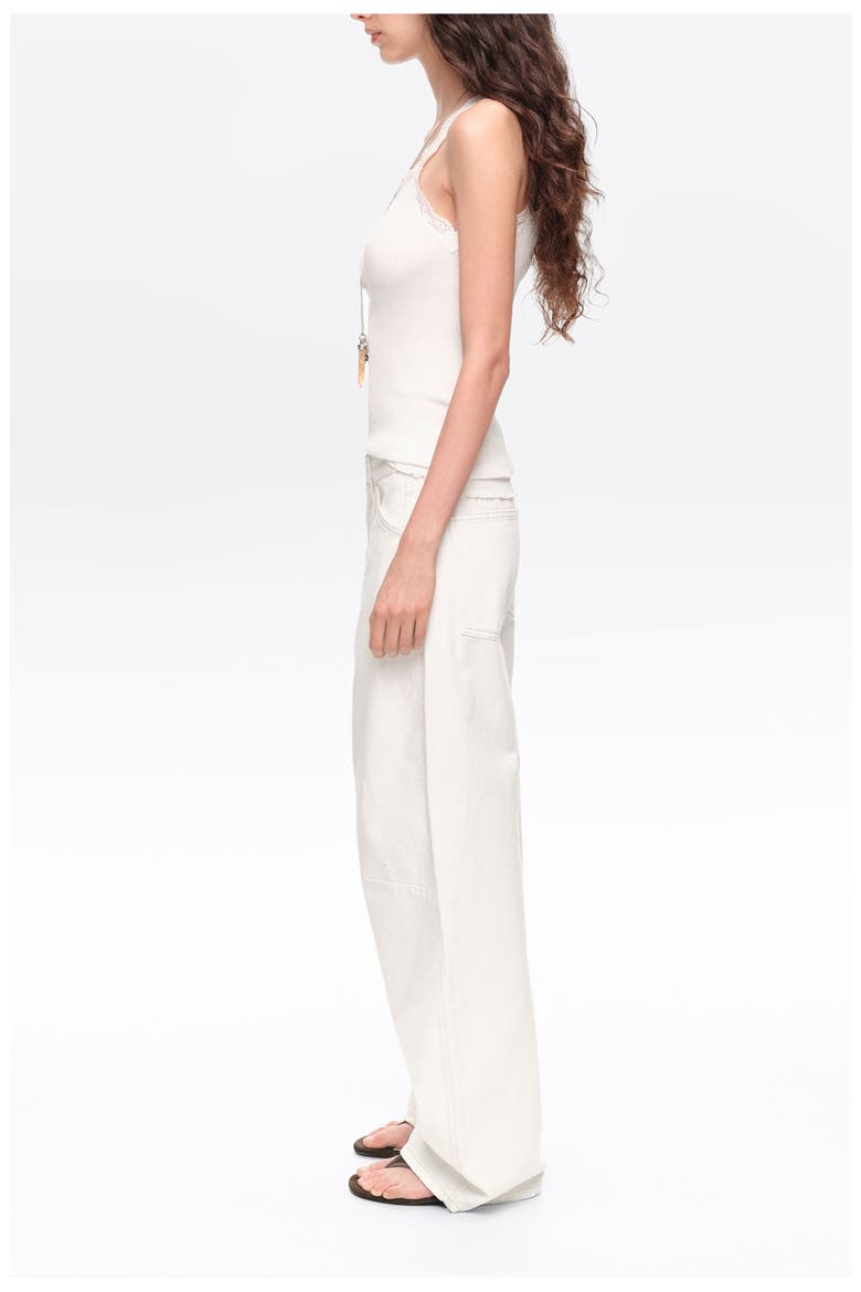 Denim Barrel Leg Trousers with  5-Pockets, Alternate, color, WHITE
