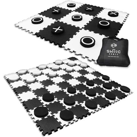 2-in-1 Premium Giant Checkers & Tic Tac Toe Game