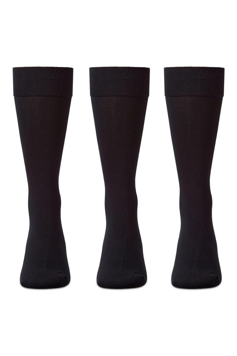 3-Pack Flat Knit Dress Socks, Alternate, color, BLACK