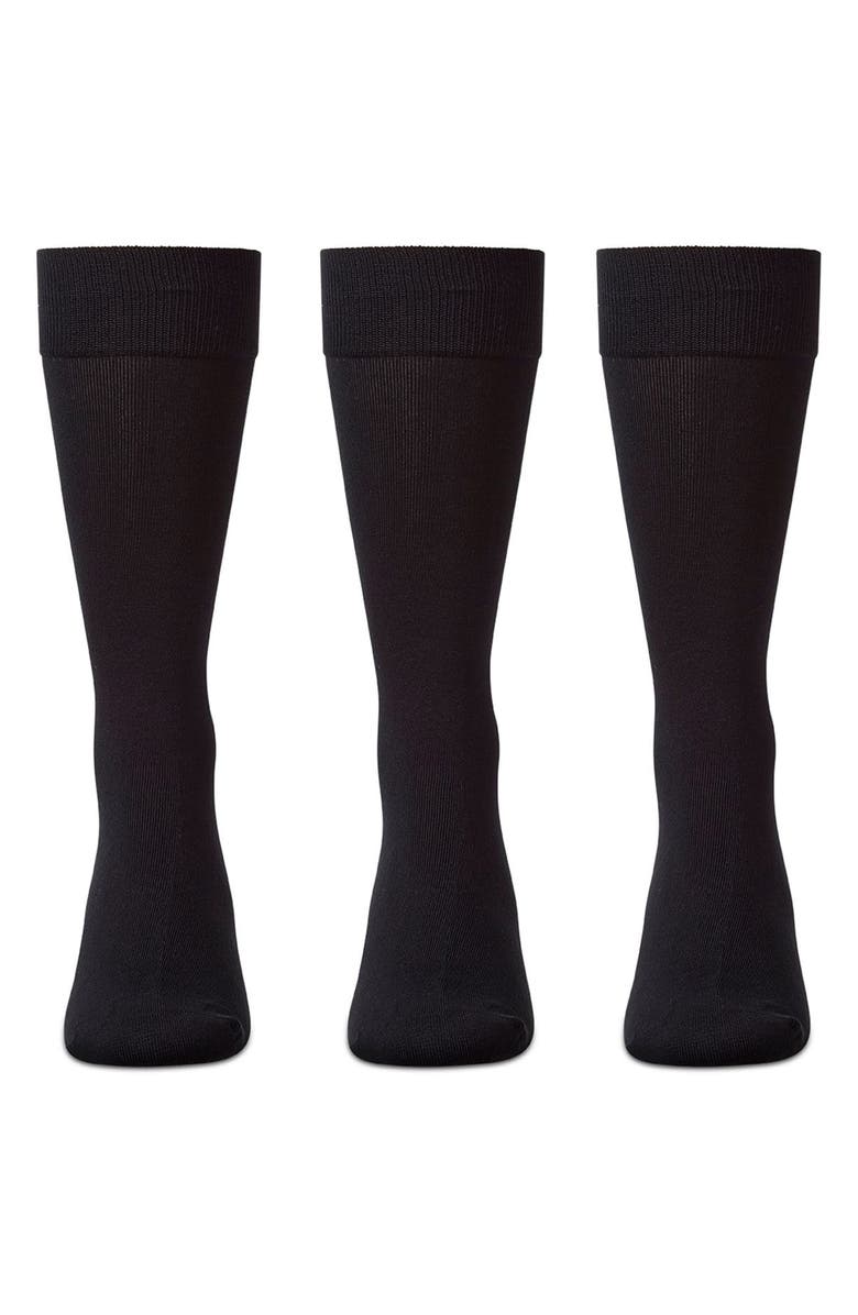 MeMoi 3-Pack Flat Knit Dress Socks, Alternate, color, Black