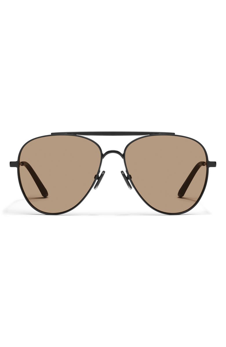 QUAY Free Fall 60mm Aviator Sunglasses, Main, color, Matte Black/ Tan