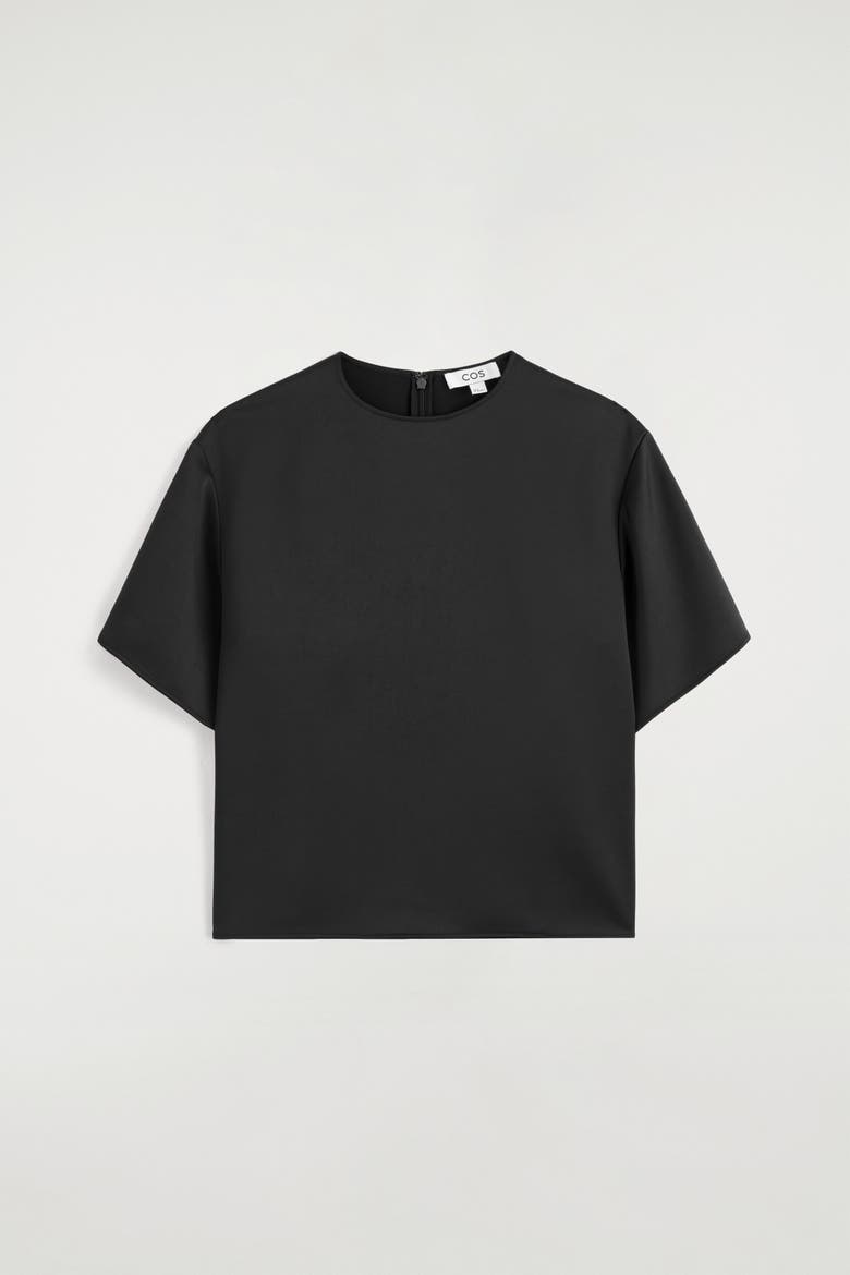 Oversized Satin T-shirt, Alternate, color, BLACK