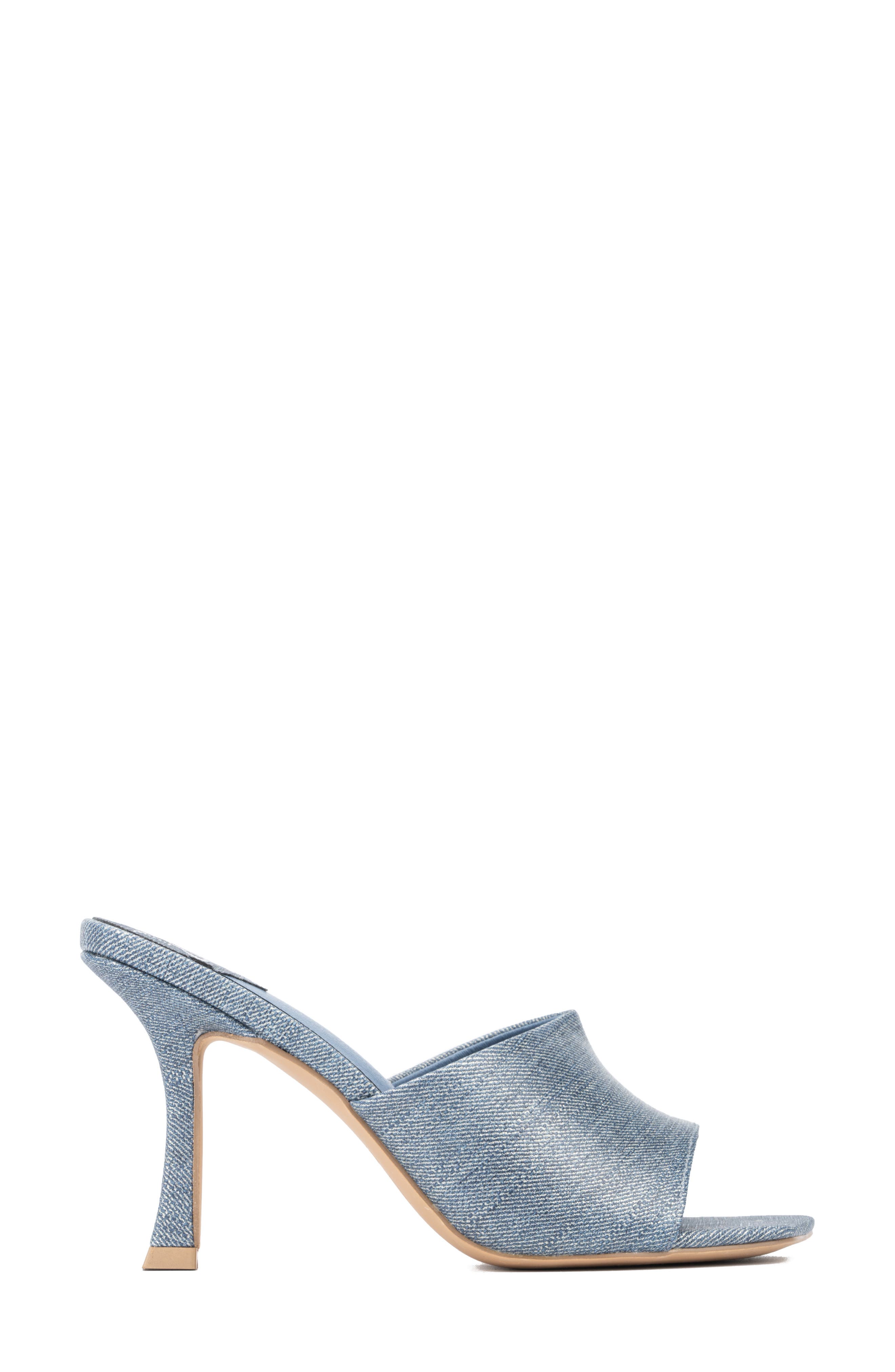 NEW YORK AND COMPANY Delara Croc Embossed Heeled Sandal, Alternate, color, Blue