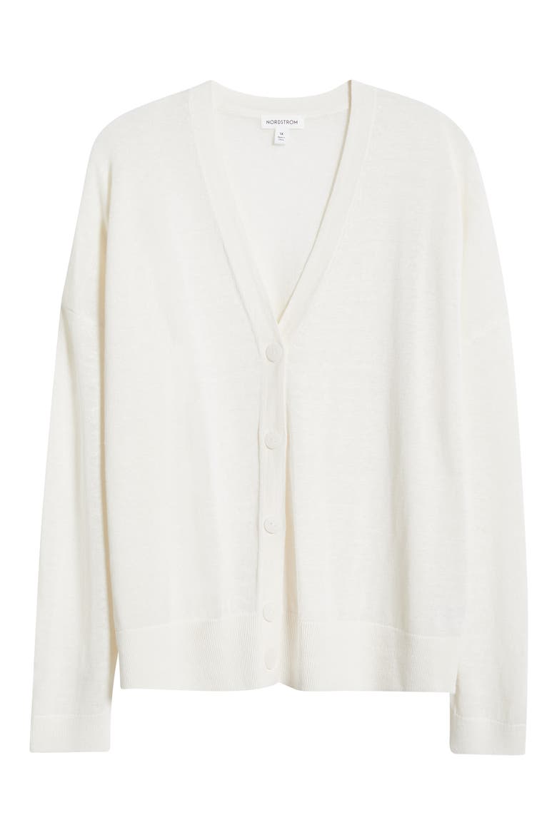 Linen Blend Cardigan, Alternate, color, IVORY TOFU