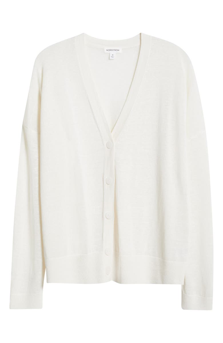 Nordstrom Linen Blend Cardigan, Alternate, color, Ivory Tofu
