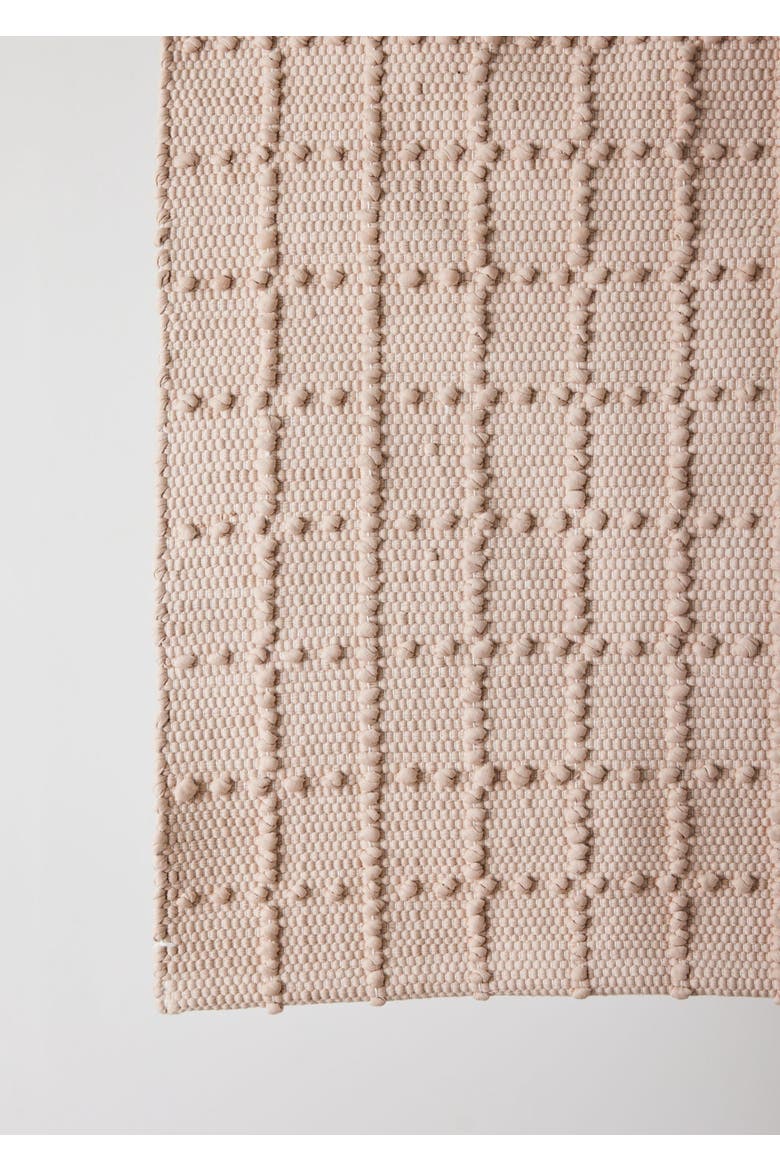Blush Plaid Hand-Loomed Cotton Bobble Mat, Alternate, color, Pink