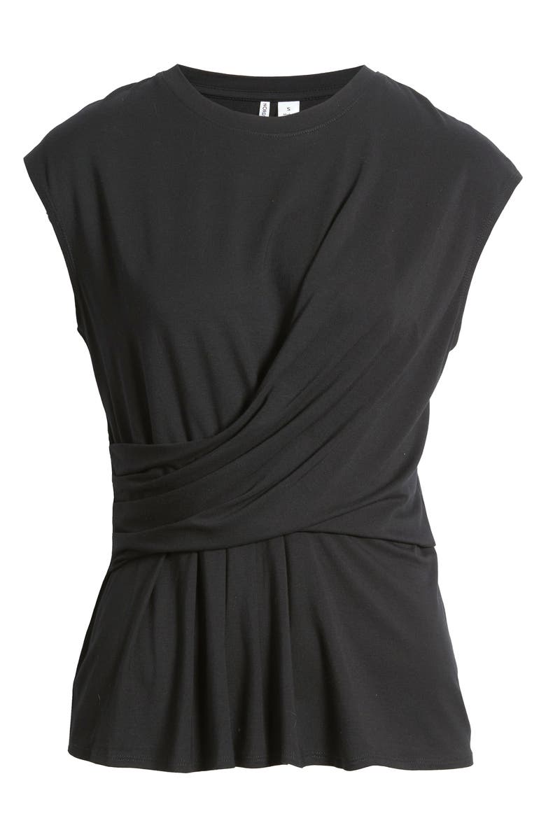 Nordstrom Draped Cap Sleeve Peplum Top, Main, color, Black