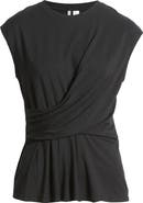 Nordstrom Draped Cap Sleeve Peplum Top