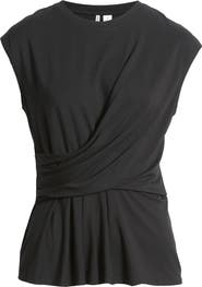 Nordstrom Draped Cap Sleeve Peplum Top