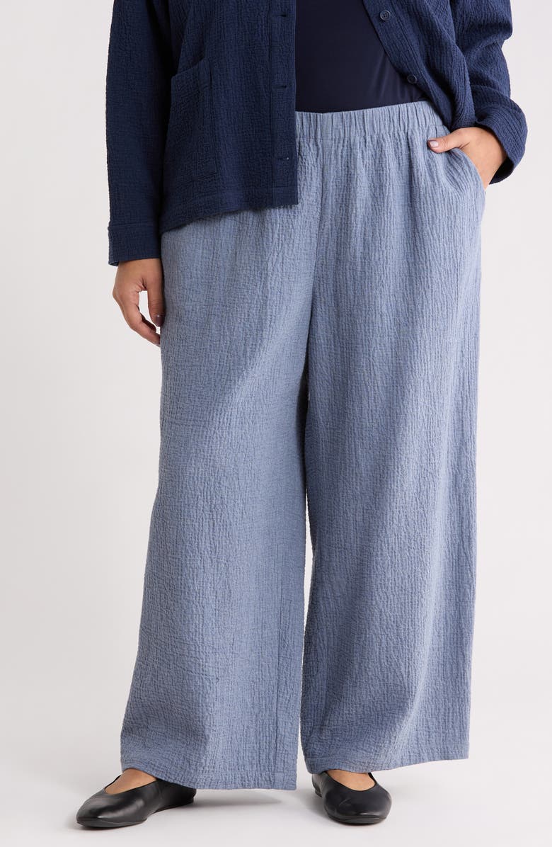 Eileen Fisher Stretch Organic Cotton Ankle Lantern Pants, Main, color, Haze