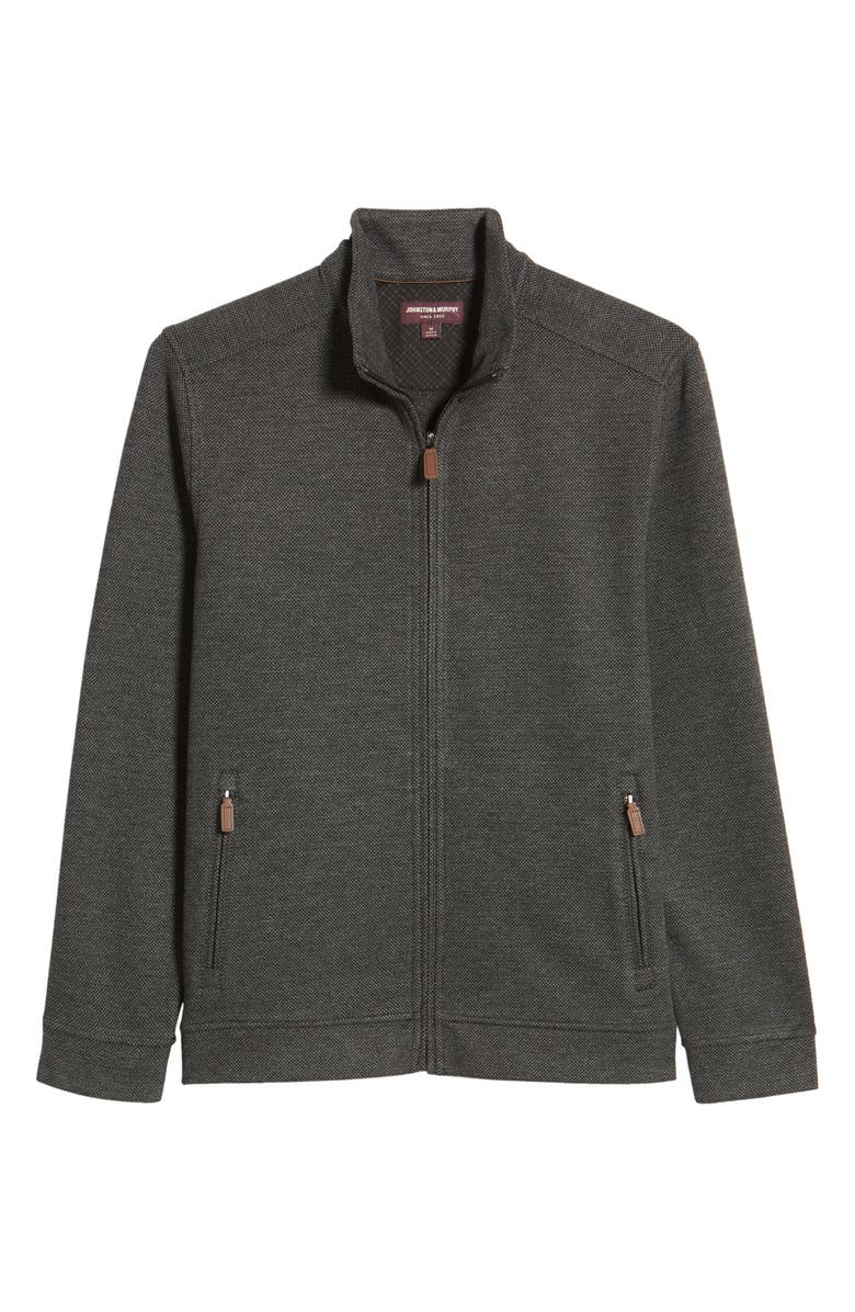 Johnston & Murphy Men's Brushed Bird's Eye Full Zip Jacket, Alternate, color, 