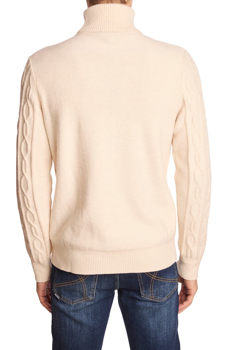 PAISLEY & GRAY Cable Stitch Turtleneck Sweater, Alternate, color, Bone Dust