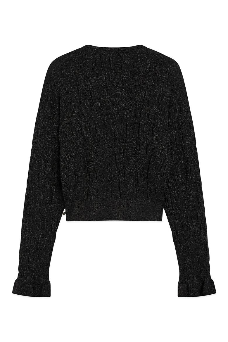 Smock Stitch Crewneck Cardigan, Alternate, color, METEORITE