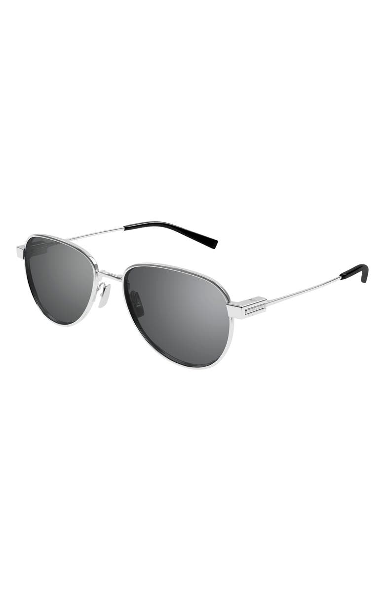 Saint Laurent 53mm Panthos Sunglasses, Alternate, color, Silver